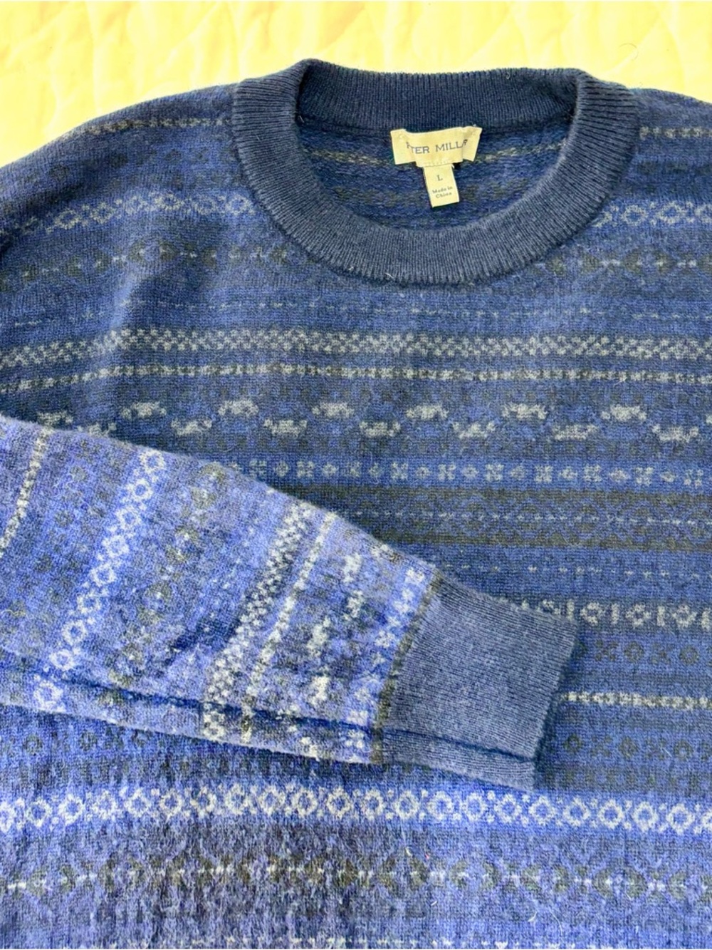 Peter Millar Crown Men’s Large Midnight Fairisle Crewneck Sweater
